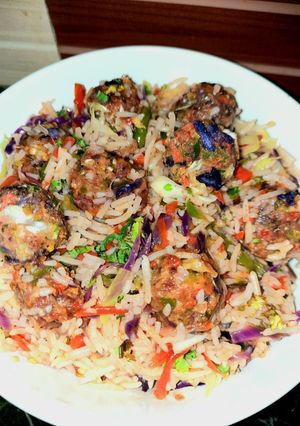 A picture of Veg Manchurian fried Rice.