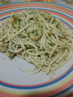 Una foto de Spaghetti con gambas al ajillo con thermomix