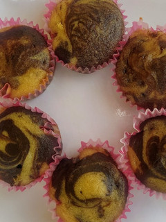 A picture of Easy moist marble vanilla/chocolate cupcake *no eggs,no butter.