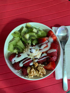 Una foto de Gachas con fruta y nueces