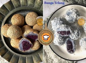Gambar Onde-Onde & Kuih Bom Bijan Bunga Telang (2 in 1)