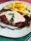 Sirloin steak με σως ροκφόρ
