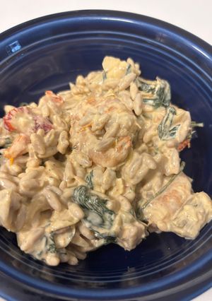 A picture of Tuscan Orzo and Shrimp.