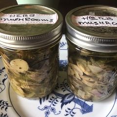 A picture of California Farm Pickled Mushrooms.