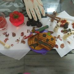 A picture of Monster's Party witch, ghosts & pumpkin waffles.