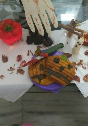 A picture of Monster's Party witch, ghosts & pumpkin waffles.