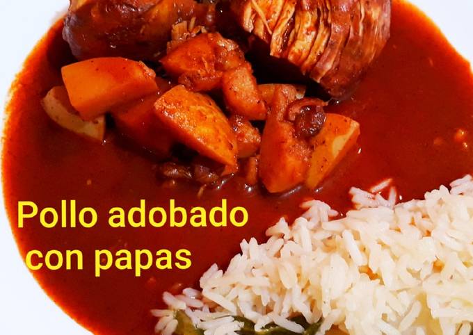 Pollo adobado con papas #MiRecetarioMX Receta de Betty recetas a mi estilo-  Cookpad