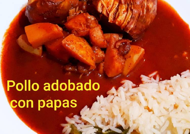 Pollo adobado con papas #MiRecetarioMX