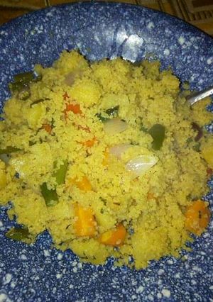 A picture of Fried cous cous.