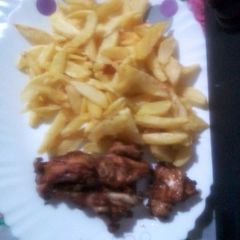 A picture of Chips n chicken home made.