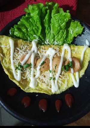 Foto resep Omelet Sosis Keju
