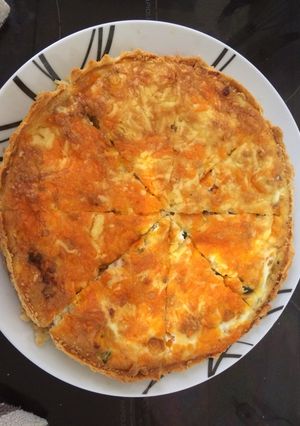 A picture of Courgette and pancetta quiche.