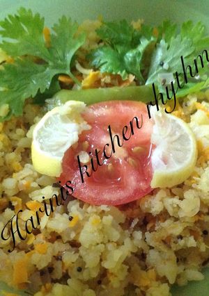 A picture of Poha Upma with carrot.