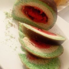 A picture of Watermelon look alike bread.