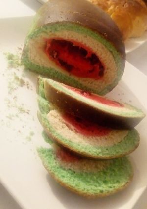 A picture of Watermelon look alike bread.