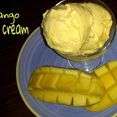A picture of Perfect mango ice cream with 3 ingredients.