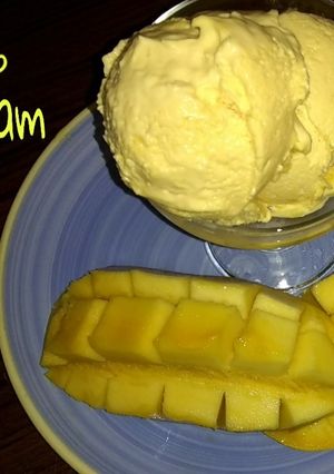 A picture of Perfect mango ice cream with 3 ingredients.