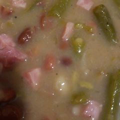 Ham and beans with greenbeans A picture of Ham and beans with greenbeans.