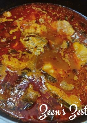 A picture of Andhra Style Rohu Fish Curry.