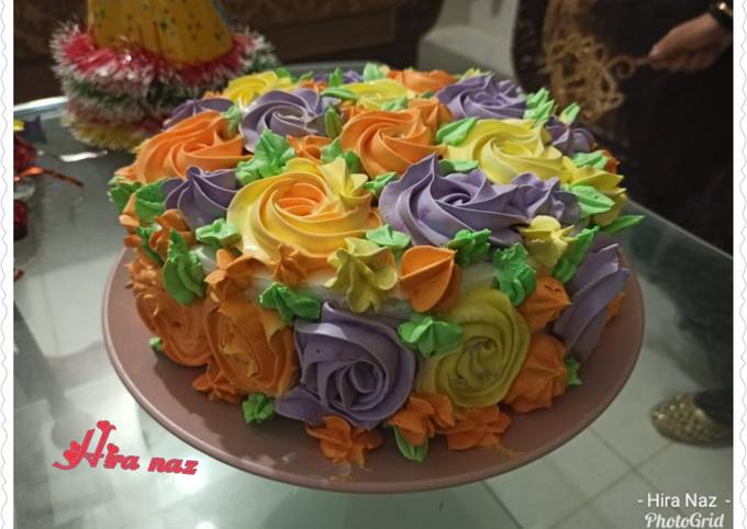 Recipe of Quick Coloured Rosettes cake