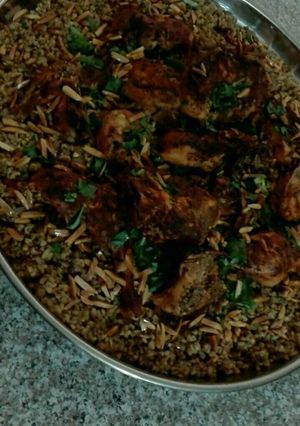 صورة لوصفة فريكه مع الدجاج المحمر