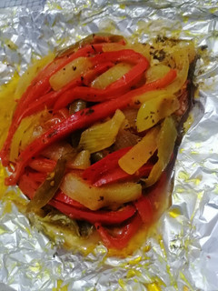 Una foto de Salmón en papillote