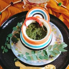 A picture of Capsicum green chutney 😋 without coconut.