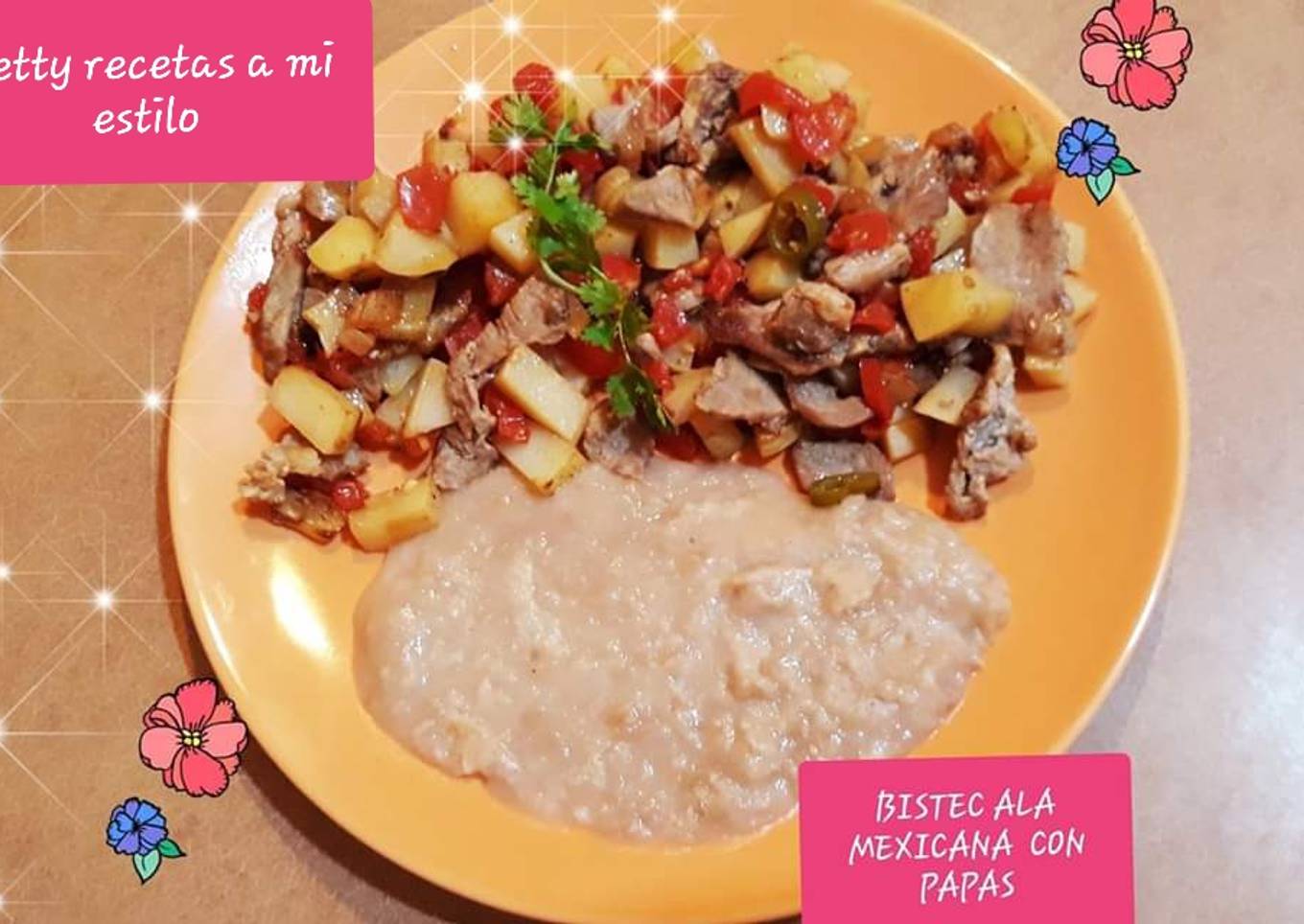 Bistec ala mexicana con papas