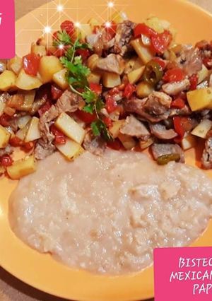 Una foto de Bistec ala mexicana con papas