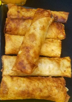 A picture of Chicken & veges rolls.