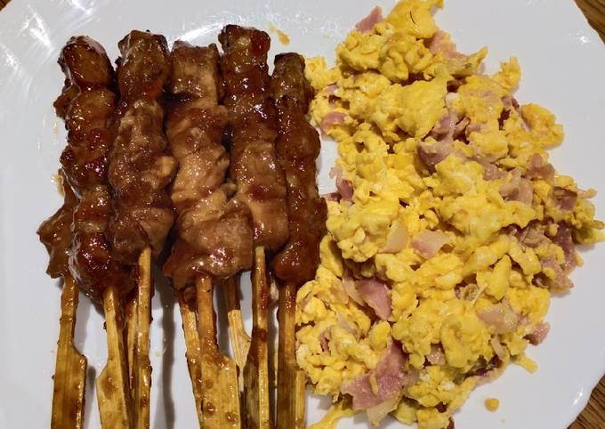 Recipe of Super Quick Homemade Chicken and Scramble Egg with Bacon