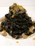 Squid Ink Tagliolini with Shrimp Ragù and Bottarga