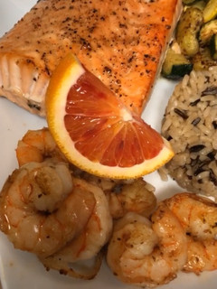 A picture of Rosé Salmon and Shrimp.