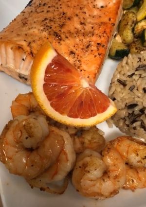 A picture of Rosé Salmon and Shrimp.