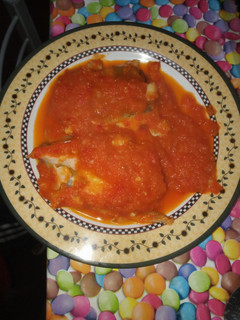 Una foto de Bacalao con tomate casero