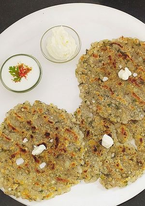 A picture of Sabudana Batata Thalipeeth for Vrat.