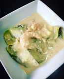 Camarones con calabacitas y leche de coco