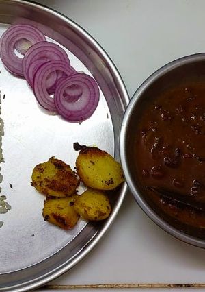 A picture of Rajma Masala and Jeera Rice.