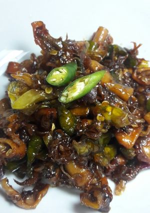 Foto resep Cumi asin cabe hijau potong