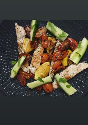 Une photo de Escalopes et petits légumes