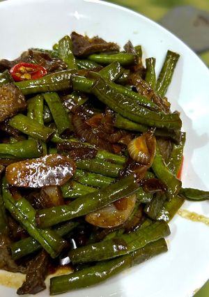 Gambar Kacang panjang goreng bersama paru