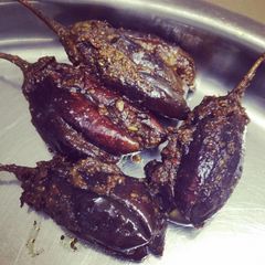 A picture of Bharwan Baingan/Stuffed Eggplant.