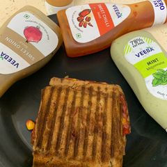 A picture of Beetroot panner sandwich.