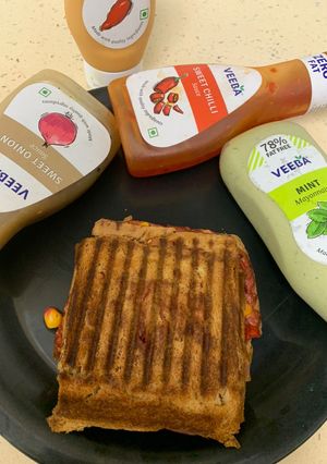 A picture of Beetroot panner sandwich.