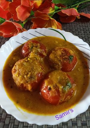 স্টাফড টমেটো কারী (stuffed tomato curry recipe in Bengali) রেসিপির প্রধান ছবি