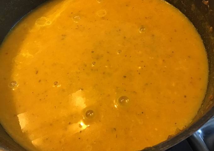 Soupe de potimarron aux navets tomates et citron confit