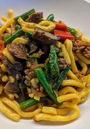 A picture of Egg Noodle Stir-Fry with Homemade Sauce.