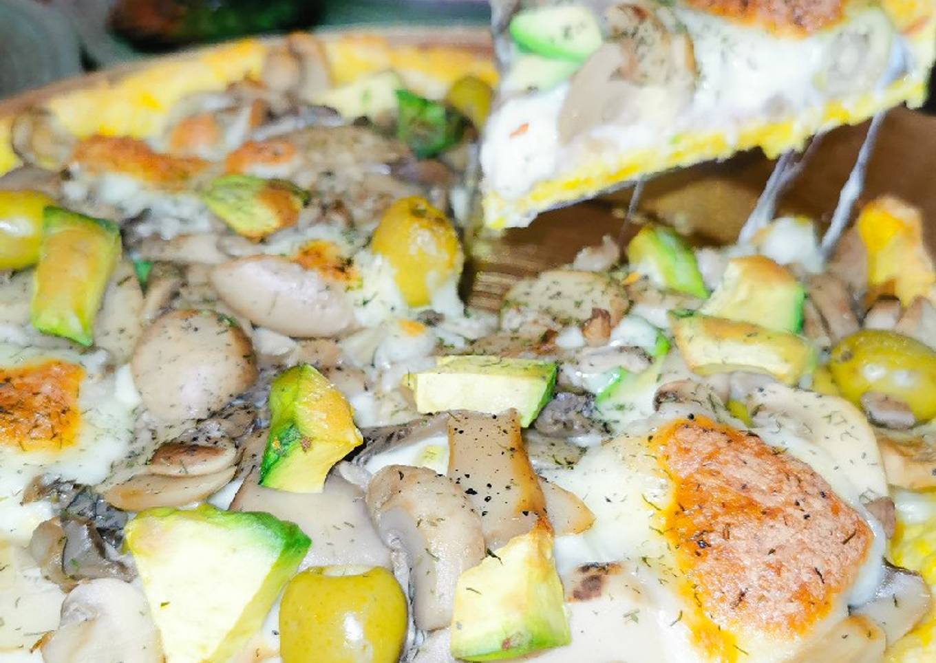 Tarta de champiñones y aguacate/palta 🥑