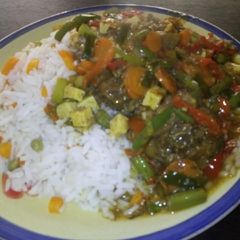 Chicken on Vegetable sauce with egg! A picture of Chicken on Vegetable sauce with egg!.