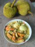 Tarap muda masak lemak udang telur rebus